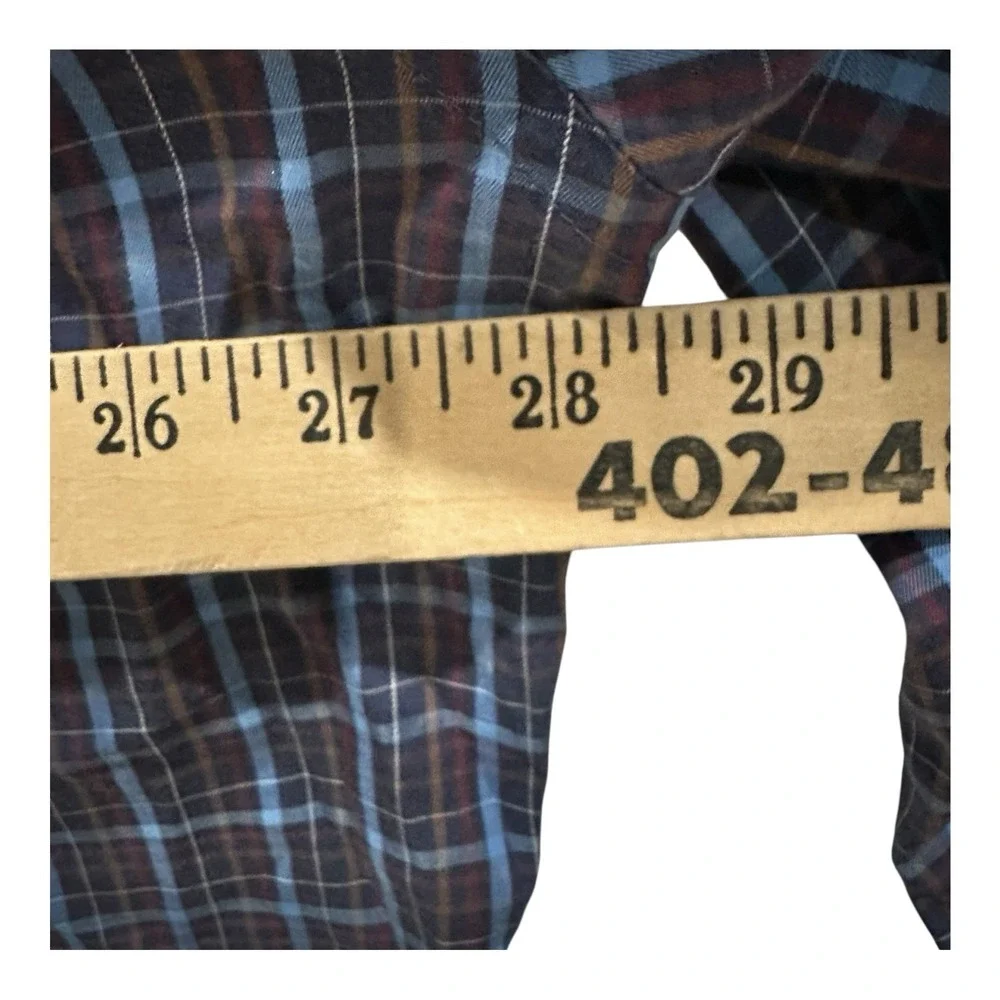 Peter Millar Mens 2XL Button Down Shirt‎ XXL Blue Plaid Long Sleeve Cotton Silk